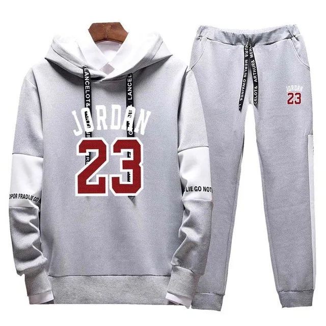 Мужской спортивный костюм из двух предметов, мужская одежда jordan 23, спортивный костюм, толстовка с капюшоном, тренировочные штаны, спортивный костюм для бега, спортивная одежда для бега - Цвет: 4