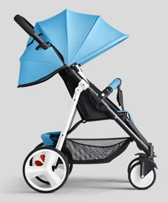 Blue 2 Детская коляска с высоким пейзажем, детская складная коляска с откидывающимся амортизатором, четыре колеса, ручная коляска, 6 кг, легкая - Цвет: Blue 2