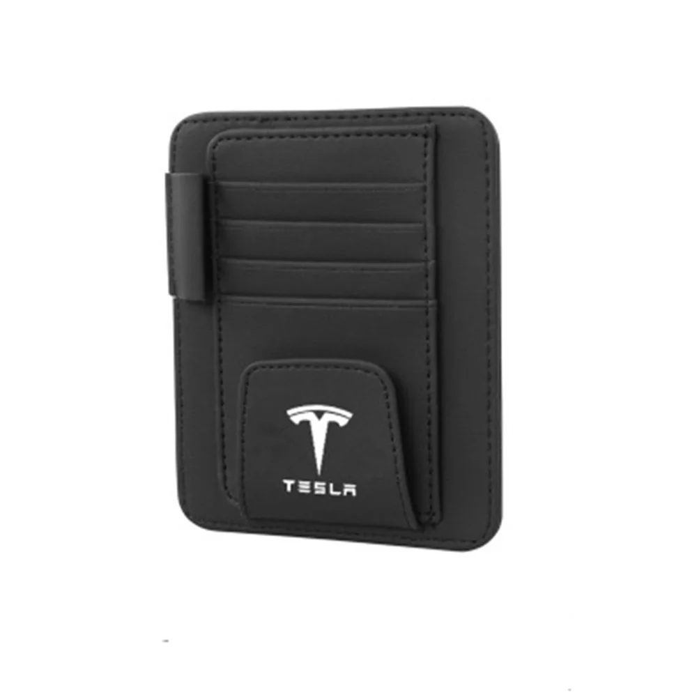 Для Tesla модель 3 модель S X автомобиль солнцезащитный козырек солнечные очки, очки держатель Клип кредитные карты пакет ID сумка для хранения