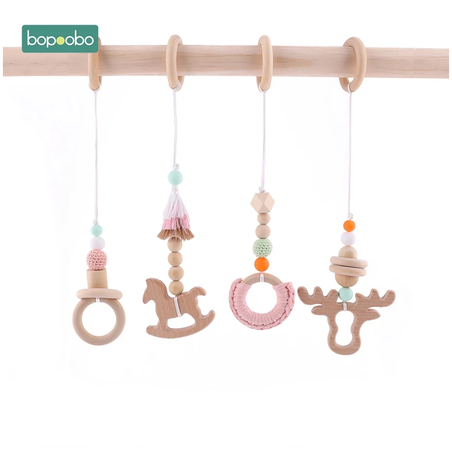 Bopoobo 1 набор, Детские деревянные игрушки для детей, для занятий спортом, детский спортивный музыкальный подарок, игрушки для новорожденных, сенсорная структура, подарки для кормящих детей - Цвет: Pink Set