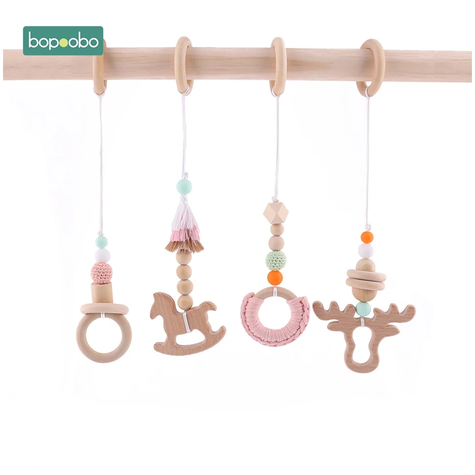 Pink Set Bopoobo 1 набор, Детские деревянные игрушки для детей, для занятий спортом, детский спортивный музыкальный подарок, игрушки для новорожденных, сенсорная структура, подарки для кормящих детей - Цвет: Pink Set