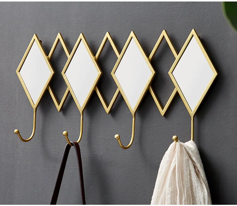 Creative key hook bathroom bedroom wall household door hanging clothes wall hanging wall Golden Baking Paint Remove Paint by Han