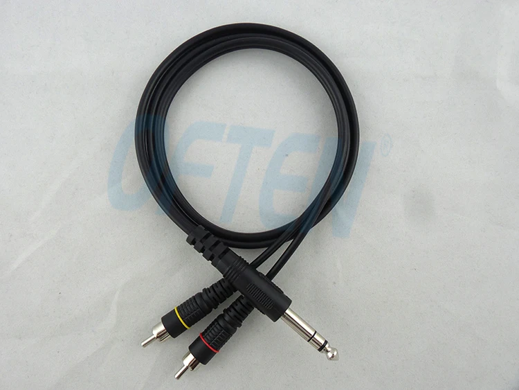 

Free Shipping RCA plugs Three core 6.5/6.35/6.3 stereo to double lotus RCA audio line
