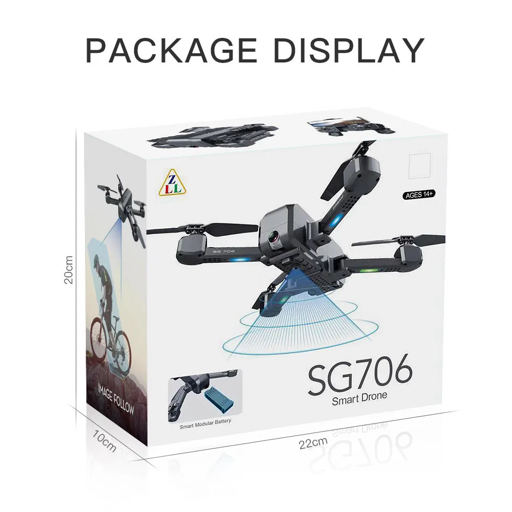 Дрон SG706 с двойной камерой 4K HD 5G Wifi FPV Drone RTF RC Quadcopter Follow Me Toy Christamas подарок для детей toysE30