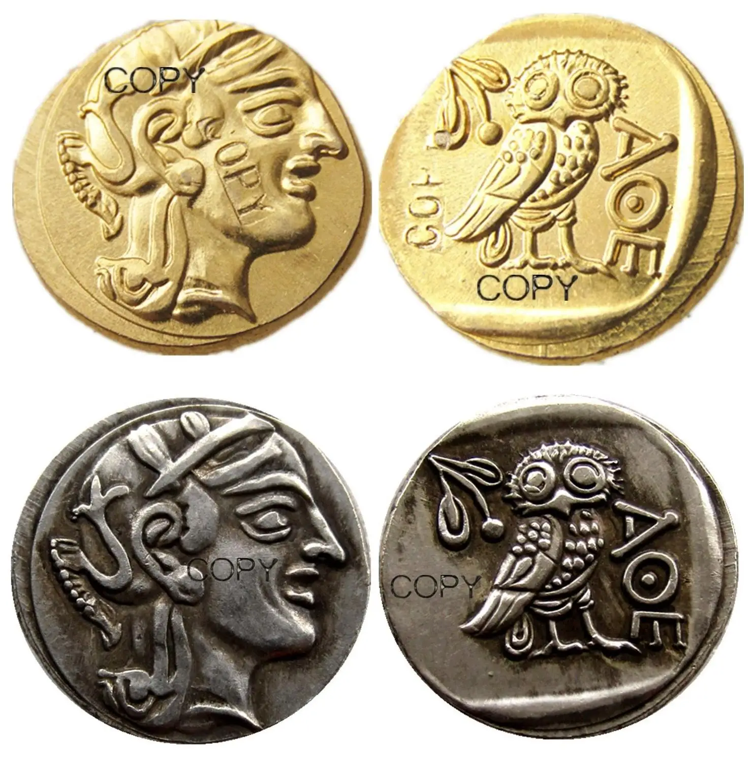 G 02 Ancient Athens Greek Gold Drachm Atena Greece Owl Drachma Gold Plated Silver Plated Copy Coins Non Currency Coins Aliexpress
