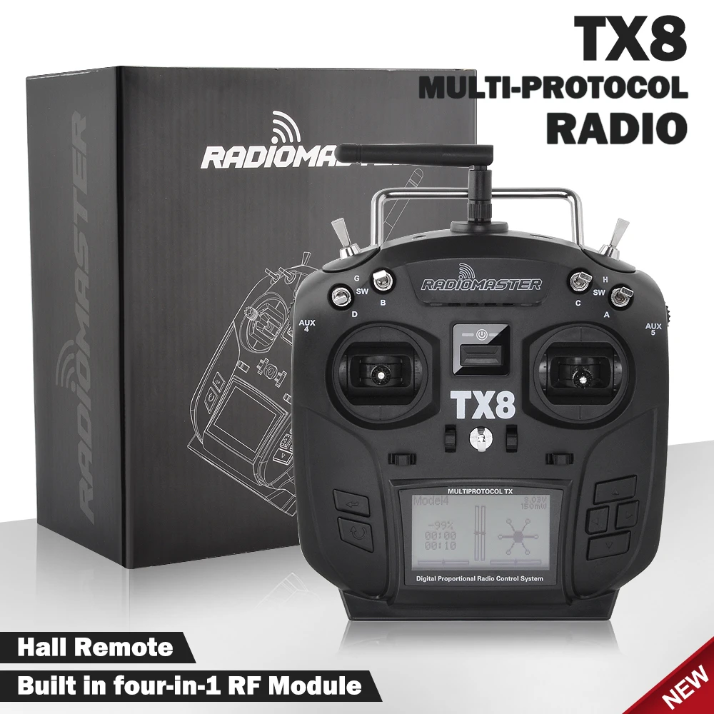 В наличии RadioMaster TX8 Hall Gimbal Transmitter 2 4G 12CH многопротокольный пульт дистанционного