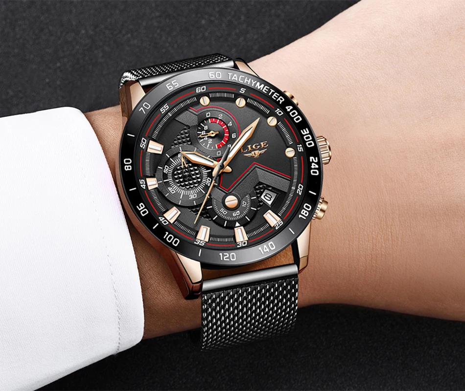Fashion Relogio Masculino LIGE Top Brand Luxury WristWatch Quartz Clock Blue Watch Men Waterproof Sport Chronograph Mens Watches