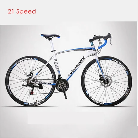 A blue white Бренд 700CC 18/21/27 скоростей углеродистая сталь 52 см рамки изогнутая ручка Дорожный велосипед Открытый bicicleta велосипедные гоночный велосипед - Цвет: A blue white