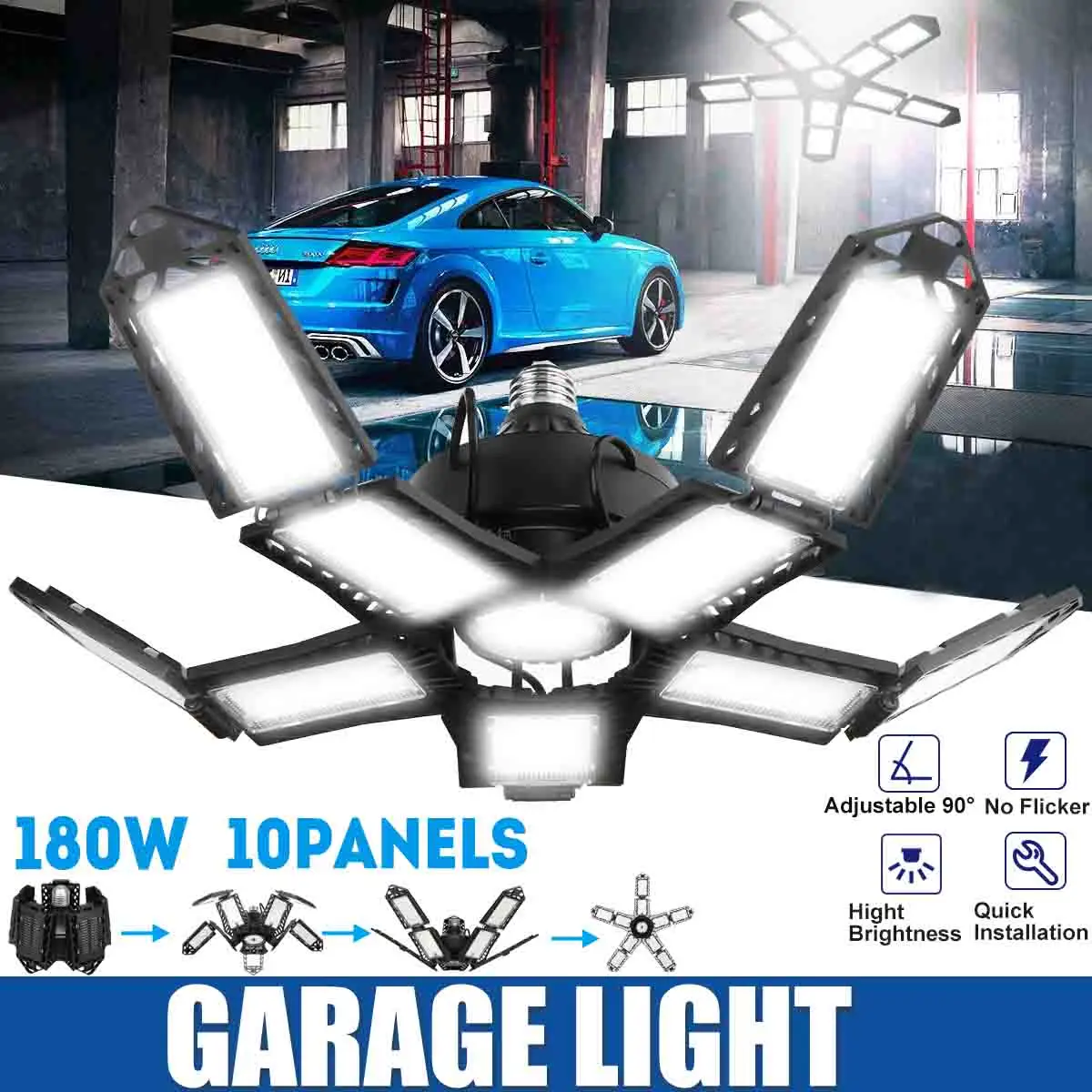 New Deformable Industrial Lighting E27 Led Fan Garage Light Super Bright 18000LM 2835 High Bay Lamp for Workshop | Лампы и освещение