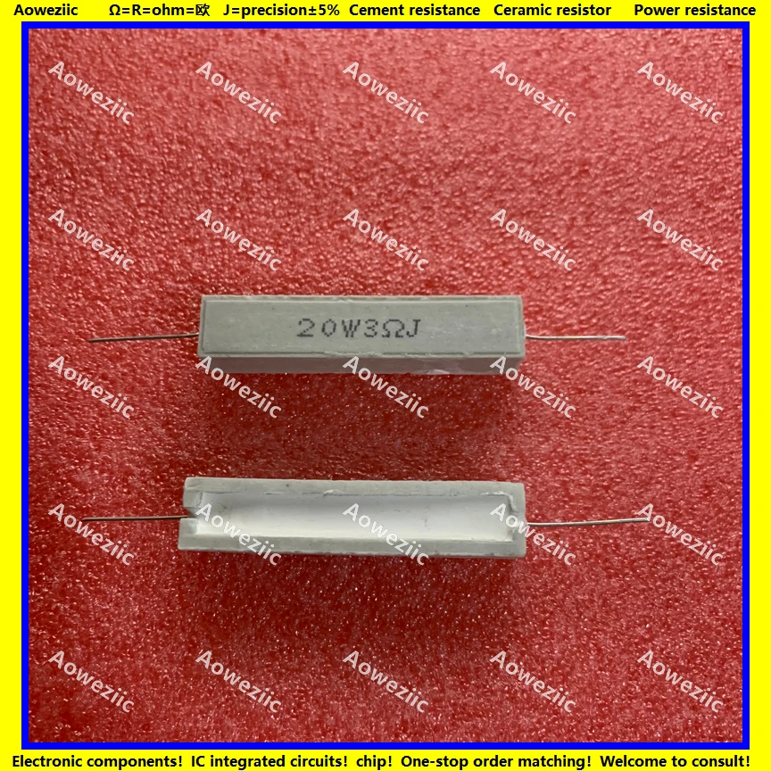 

10Pcs RX27 Horizontal cement resistor 20W 3 ohm 20W 3R 3RJ 20W3RJ 3ohm 20W3R Ceramic Resistance precision 5% Power resistance