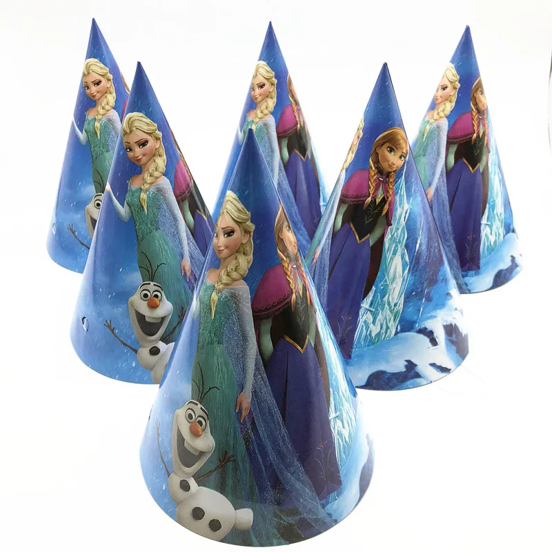 6Pcs Disney Frozen Theme Disposable Paper caps Kids Girls Birthday Party Decoration Baby Shower Wedding Party Supplies for kids