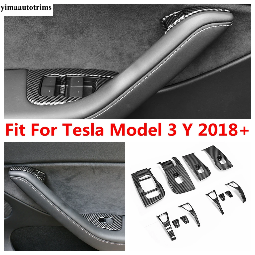 For Tesla Model3 2017-2020 ABS Carbon Fiber Inner Window Switch Panel Trim Cover