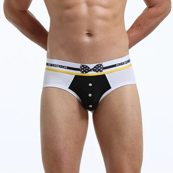 

Men Sexy Jock Strap Breathable Underwear Briefs Backless Thong T-Back G-String Men's Briefs Bow Tie Modal Double-layer Big Bag