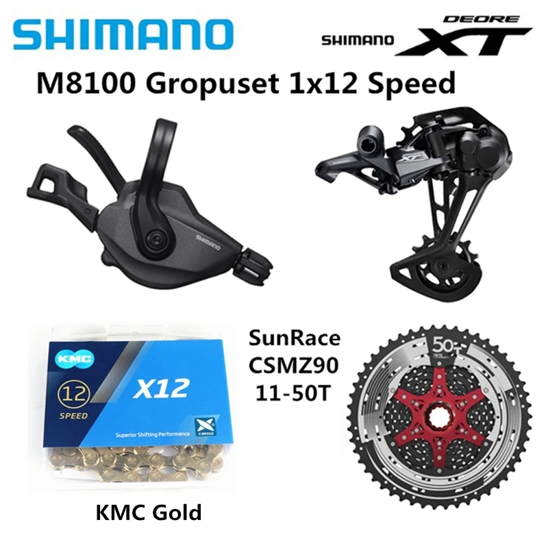 SHIMANO DEORE XT M8100 4 шт. набор горного велосипеда 1x12s 11-50T SL+ RD+ CSMZ90+ KMCX12/CN-M7100 задний переключатель длинная клетка