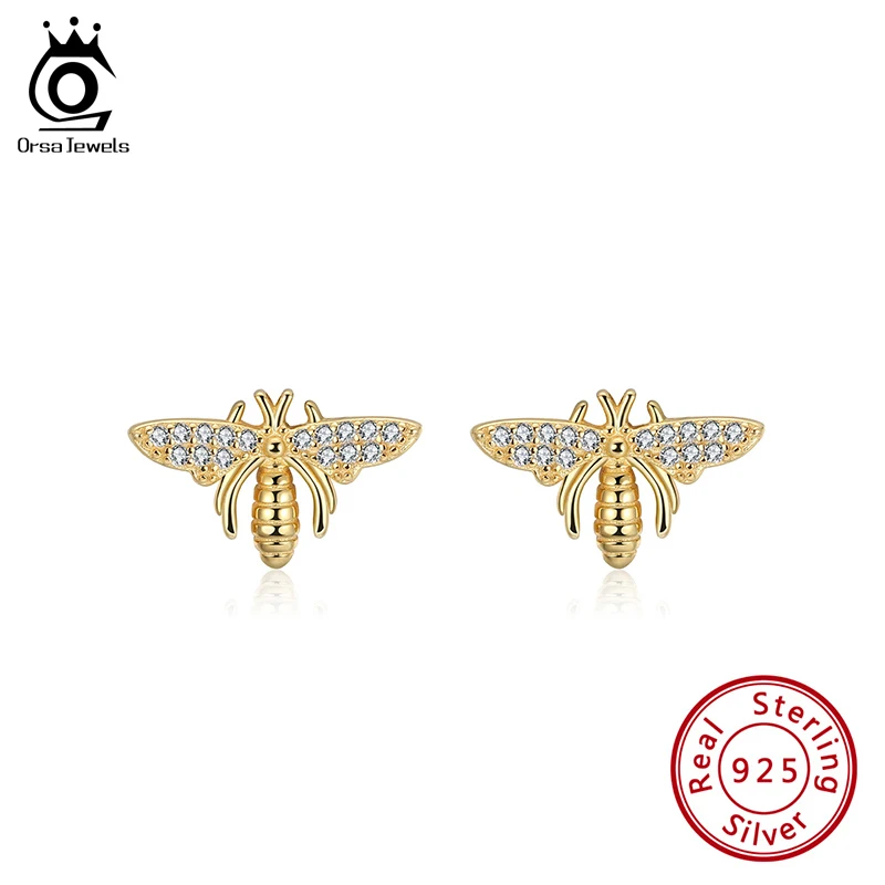 ORSA JEWELS милая искусственная кожа серебро 925 пробы с маленькой Пчелкой AAAA серьги