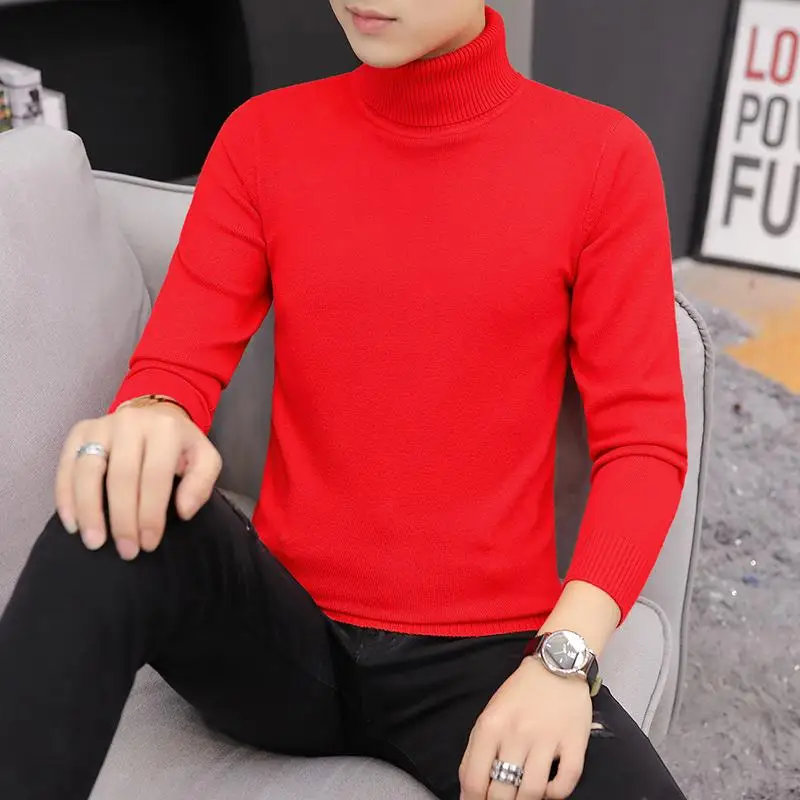 Зимний толстый теплый свитер с высоким горлом для мужчин новый брендовый мужской