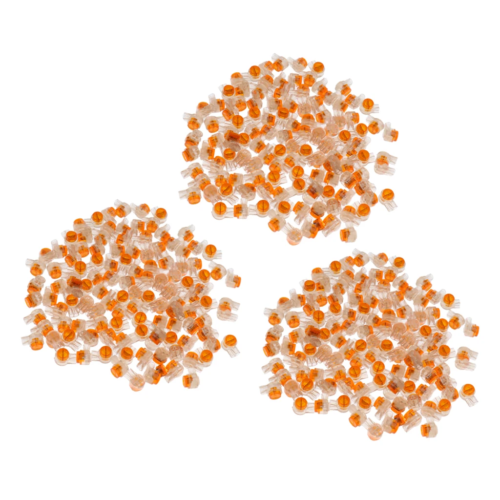 600Pack Jelly Crimps Data Phone Wire Butt Splice 2Way Connector Yellow Clear