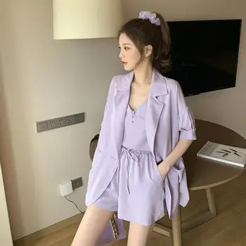 

Suit suit female 2020 new Korean version fashion temperament solid color small suit drape casual pants three-piece suit
