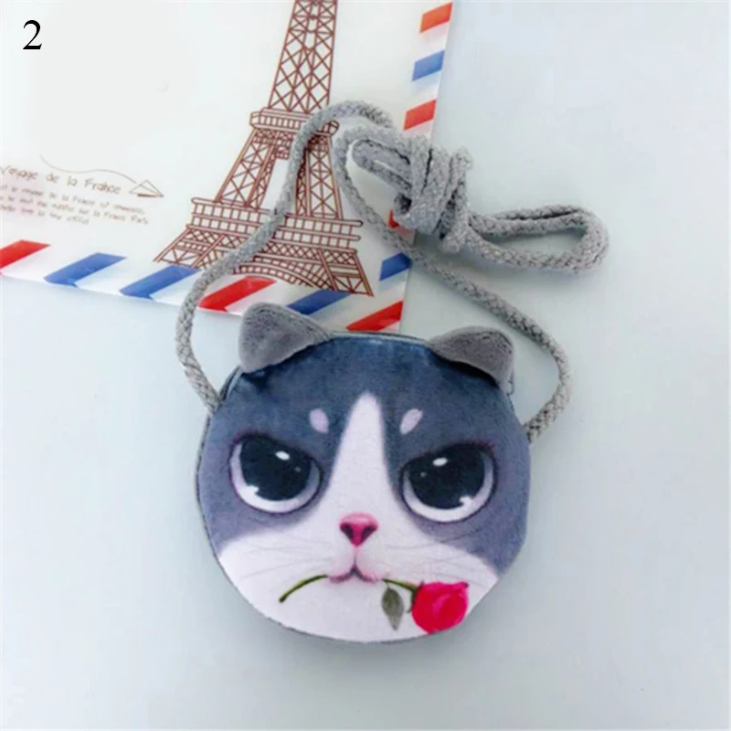 Горячие 3D животных детские кошельки девочка милый котенок сумка-почтальон мини мода собака форма сумка Kawaii ключ чехол монета - Цвет: 2