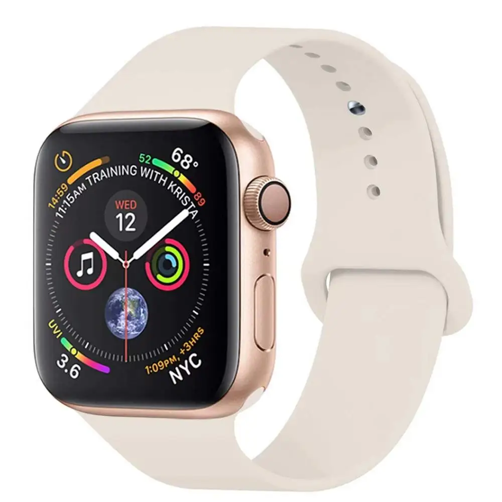 32 Цвета мягкого силикона замена спортивный ремешок для Apple Watch группа 44 мм 40 мм Series4/3/2 /42 мм 1 38 мм наручные браслет ремень - Цвет ремешка: Antique white