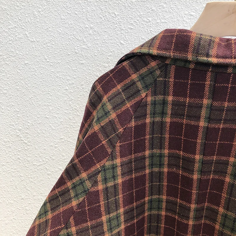Mooirue женское длинное шерстяное пальто Plaidd тонкий решетчатый утепленный костюм Свободное длинное хлопковое Стеганое пальто
