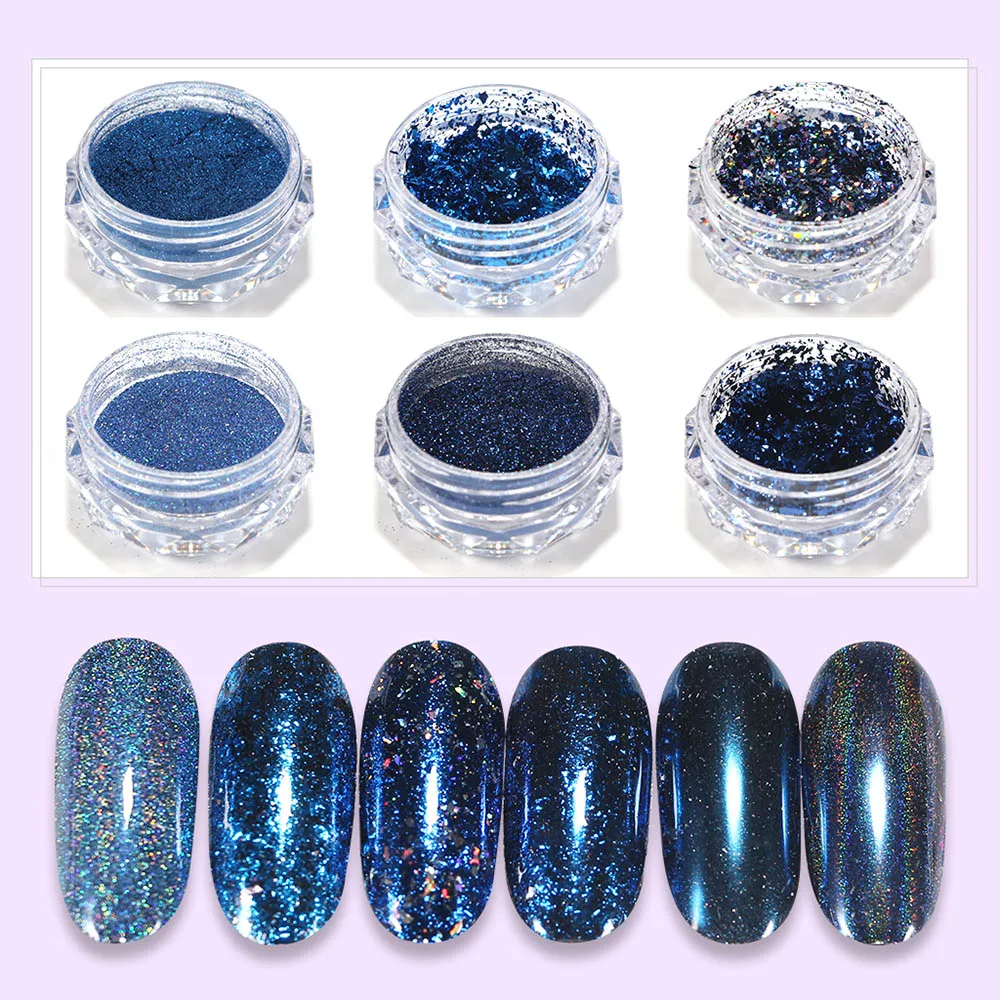 Size 10 Новинка, 6 баночек, порошок для ногтей, блеск для ногтей, зеркальный эффект, маникюр, искусство, Декор, блеск для ногтей, украшения для ногтей, блестящий порошок - Color: Size 10