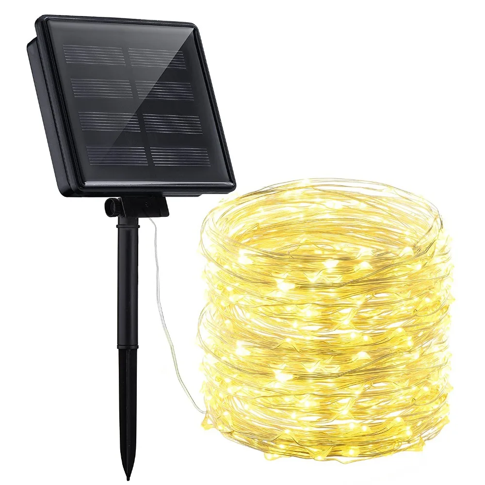 Солнечные гирлянды 200LED медная проволока открытый Сказочный свет для рождественского сада дома праздники водонепроницаемые украшения