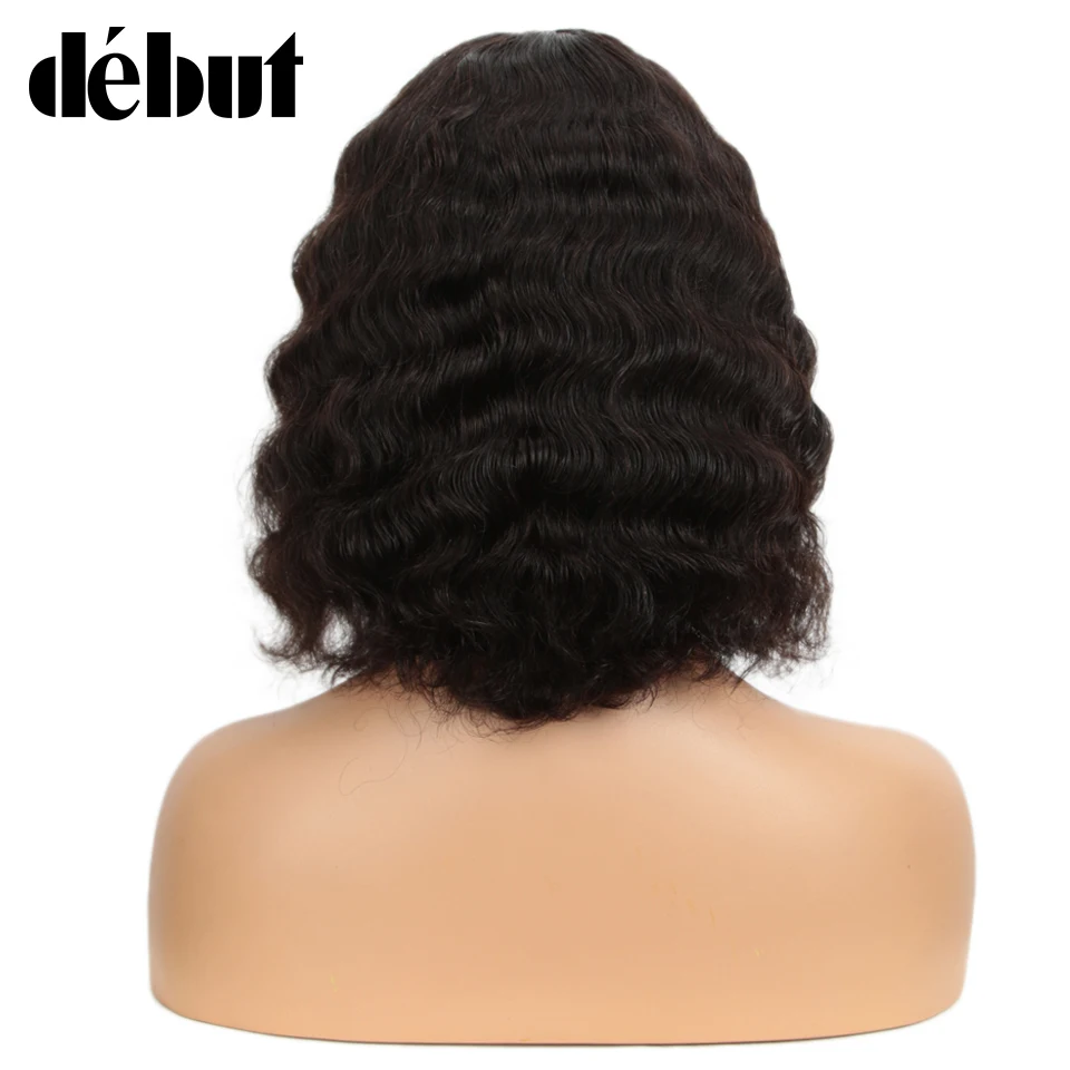 Peruca de Cabelo Molhado e Ondulado Parte do Laço Perucas para as Mulheres Laço Frontal Encaracolado Humano Brasileiro Onda Curto Bob Remy Barato Preto Perucas 7 Apliques e perucas