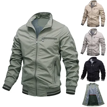 

Washed cotton jacket men 2020 new solid color casual jacket men