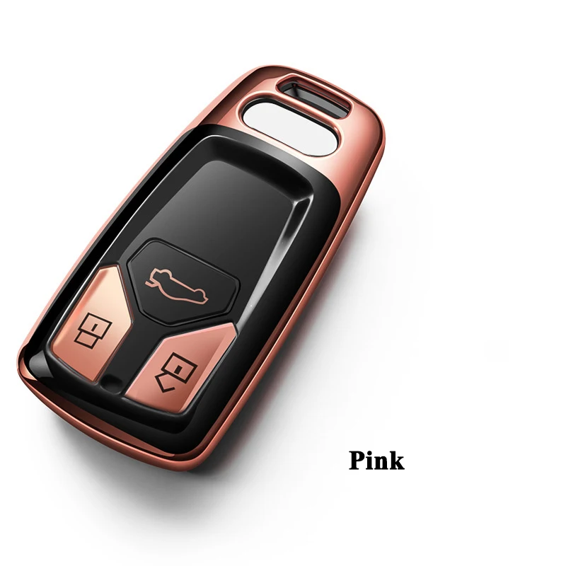 Pink 1 шт., SEEYULE, стиль, полное покрытие, ТПУ, чехол для автомобильных ключей, защита, автомобильные аксессуары для Audi A4 A5 Q5 Q7 TT TTS - Название цвета: Pink