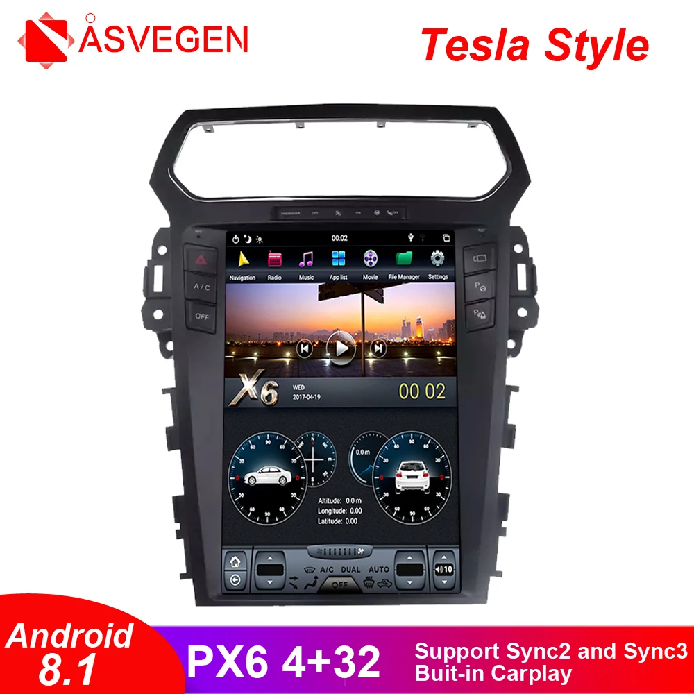 

Tesla Style Android 8.1 4+64G Car DVD Player GPS Navigation For Ford Explorer 2011+headunit multimedia audio radio player