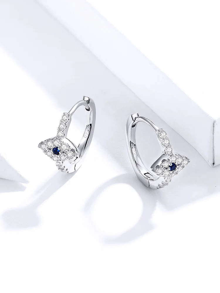 Lucky Blue серьги в форме глаз BISAER 925 пробы серебряные кубические циркониевые глаза изысканные серьги-гвоздики для женщин серебряные ювелирные изделия ECE783