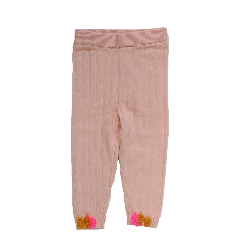pink knit pant Детские свитера; Новинка года; сезон осень-зима; вязаные свитера с милым цветочным принтом и вышивкой для девочек; хлопковый пуловер для маленьких детей - Цвет: pink knit pant