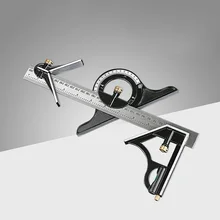 Stainless Steel Multifunctional Ruler Adjustable Sliding Combination Angle Ruler Protractor Level Measuring Tool 180° Protractor
