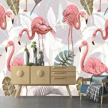 Пользовательские Настенные обои 3D скандинавские тропические пальмовые растения Фламинго банановый лист фон настенная декоративная живопись