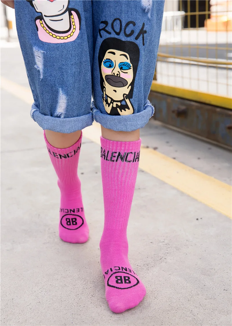 Korean-style Spring And Summer Cotton BB English Lettered Children Tube Socks Candy Color Online Celebrity Parent And Child