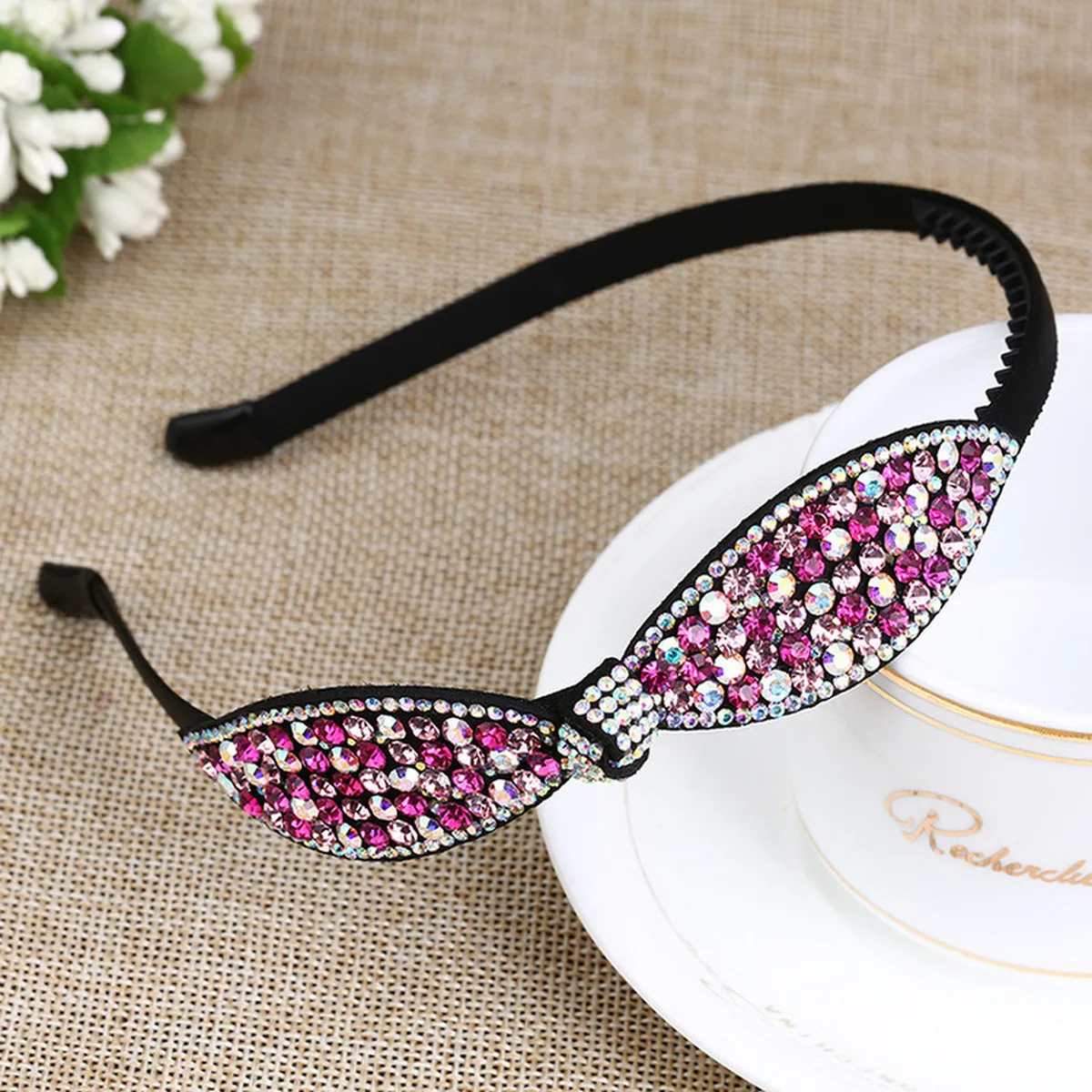 

Korea Style Girl Exquisite HairBands Shiny Crystal Rhinestone Bowknot Headwear Headbands for Women Fashion Jewelry Accessories