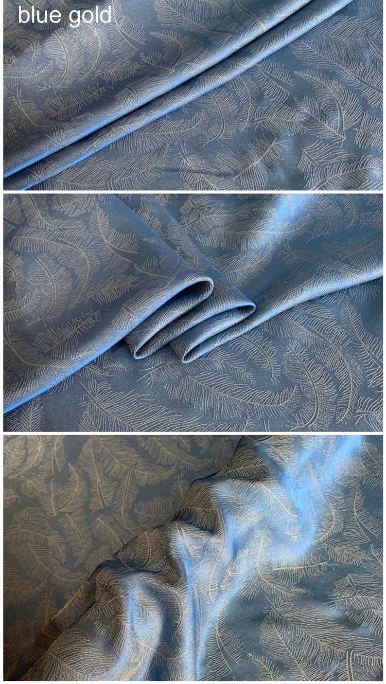 blue gold 100 см* 114 см элегантная ткань с перьями из натурального вискозного шелка жаккардовый материал для платья - Цвет: blue gold