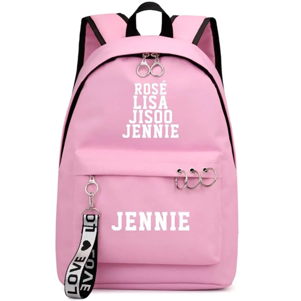 Style 14 Blackpink вентиляторы черный розовый рюкзак школьный книги сумки Mochila дорожные сумки ноутбук кольцо с изображением ленты рюкзак в форме круга розовый черный - Цвет: Style 14