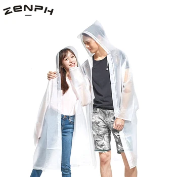 

Zenph Transparent Raincoat EVA Plastic Environmental Protection Raincoat Adult Outdoors Hiking Camping Fishing Raincoat