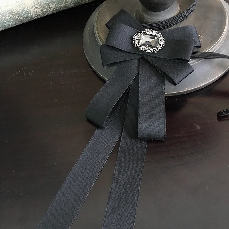 Ribbon Bowtie Галстук-платок с бантом из ленты для мужчин и женщин, деловые, свадебные, Клубные, вечерние, пиджак с бабочкой, сплав, стразы, кристалл, Униформа, заколки, галстук-бабочка - Цвет: Ribbon Bowtie