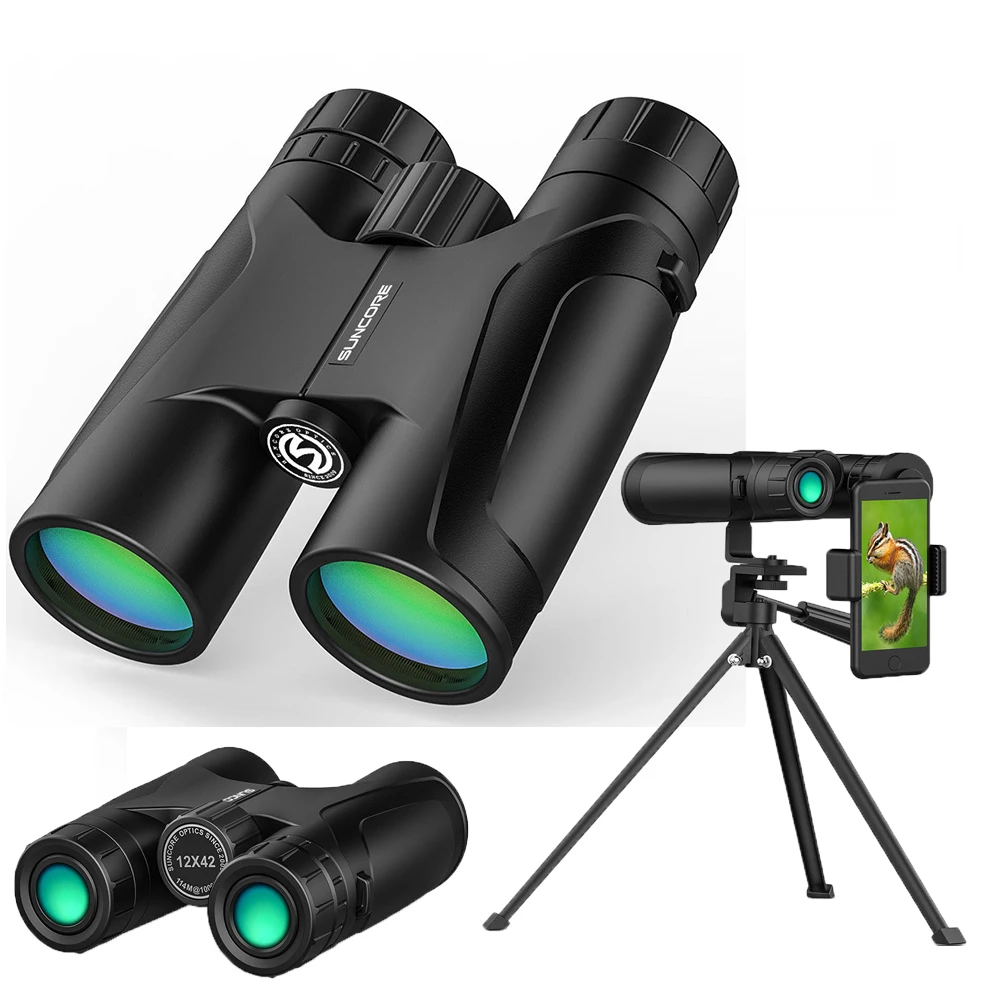 

Binoculars 12x42 High Powerful HD BAK4 Prism Zoom Handheld Telescope Night vision Military Professional Outdoor Hunting Camping