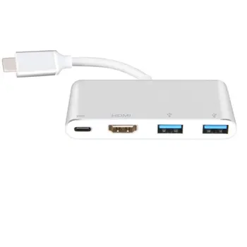 

USB C to HDMI Adapter 4K : Type C Adapter Multiport AV Converter with 2 USB 3.0 Ports Charging for MacBook