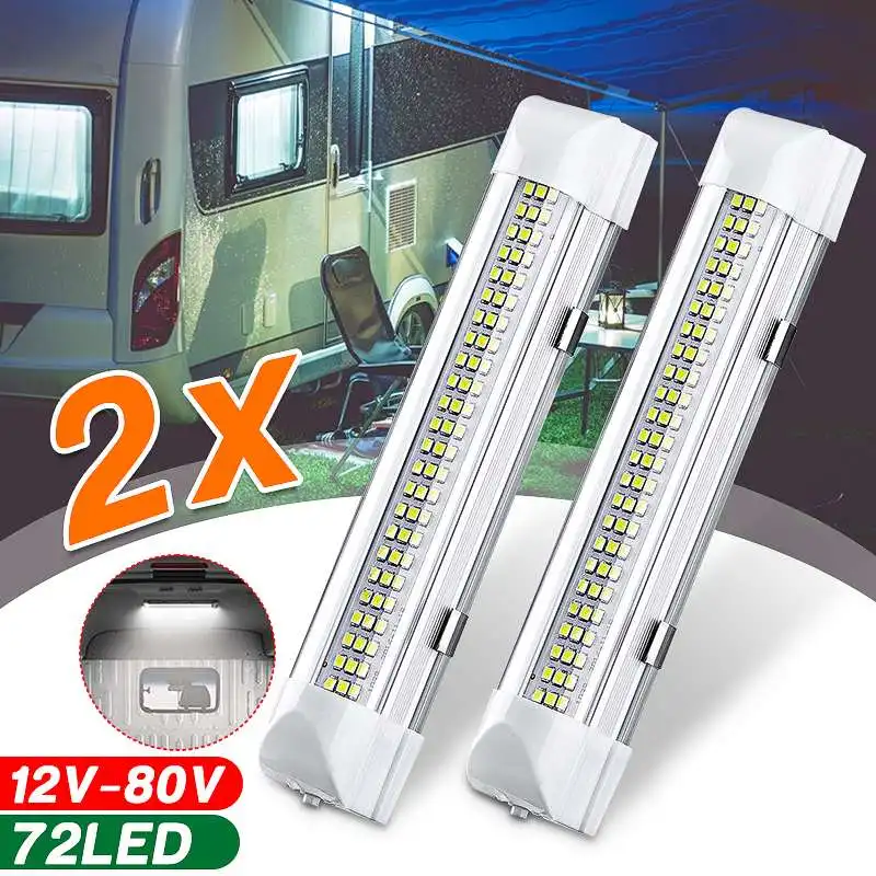 12V LED Interior Van Light Bar 4 Pack FomCcu 72 LEDs Lamp White Lighting Strip Light for Van Caravan Motorhome Camper Boat Kitchen Bathroom 34cm 5W ON/OFF Switch 
