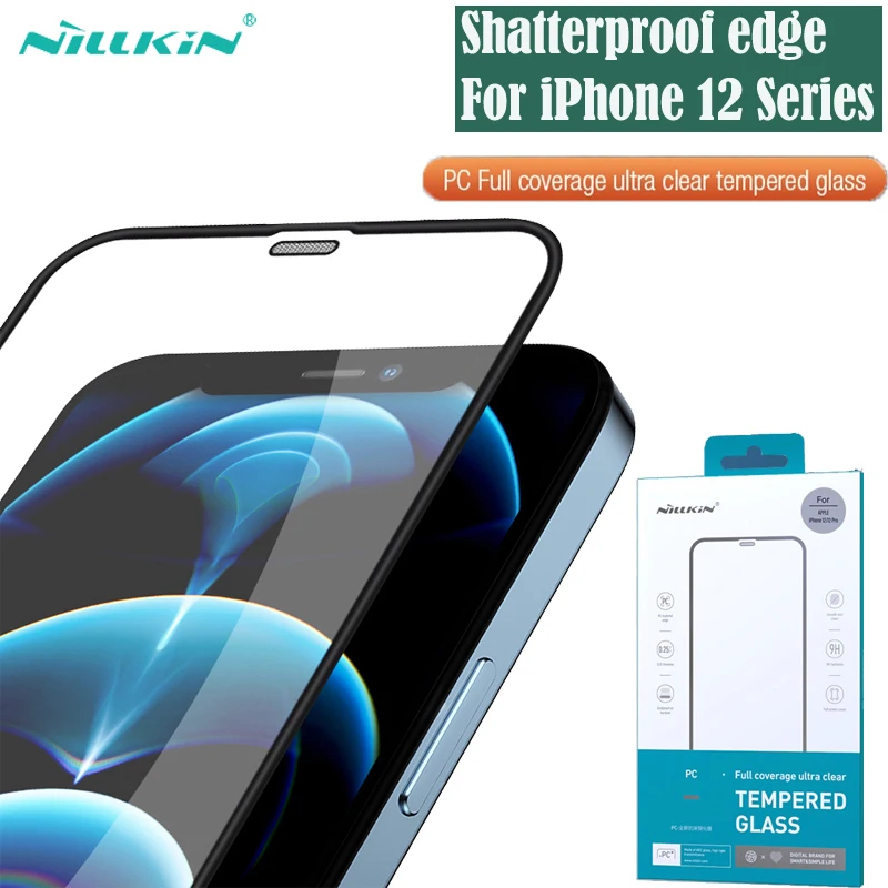 For iPhone 12 Pro 12 Mini Tempered Glass For iPhone 12 Pro Max Nillkin PC Edge Full Coverage Clear Screen Protector For iPhone12