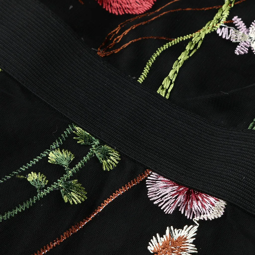 Элегантное платье для женщин с вышивкой, кружевное летнее платье, женское полупрозрачное короткое платье с цветочным принтом для женщин, vestido verano# C