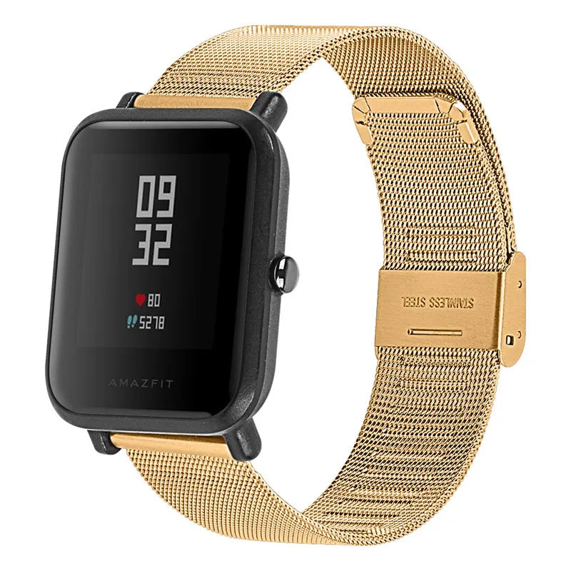 20 мм 22 мм Миланская сетка ремешок из нержавеющей стали для Huami Amazfit Bip samsung Galaxy Watch 46 мм 42 мм Active gear S3 браслет