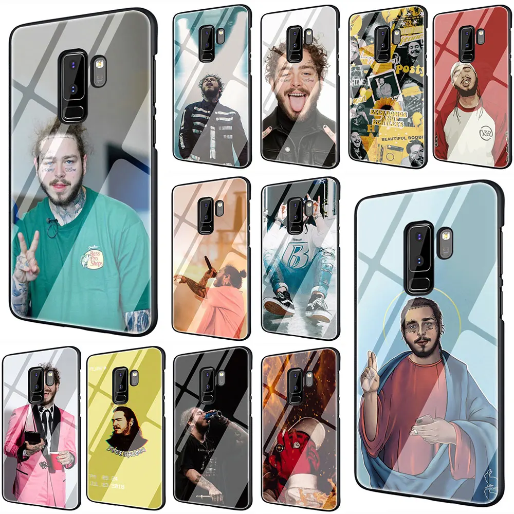 Post malone закаленное Стекло чехол для телефона чехол для samsung Galaxy S7 край S8 Note 8, 9, 10, плюс A10 20 30 40 50 60 70