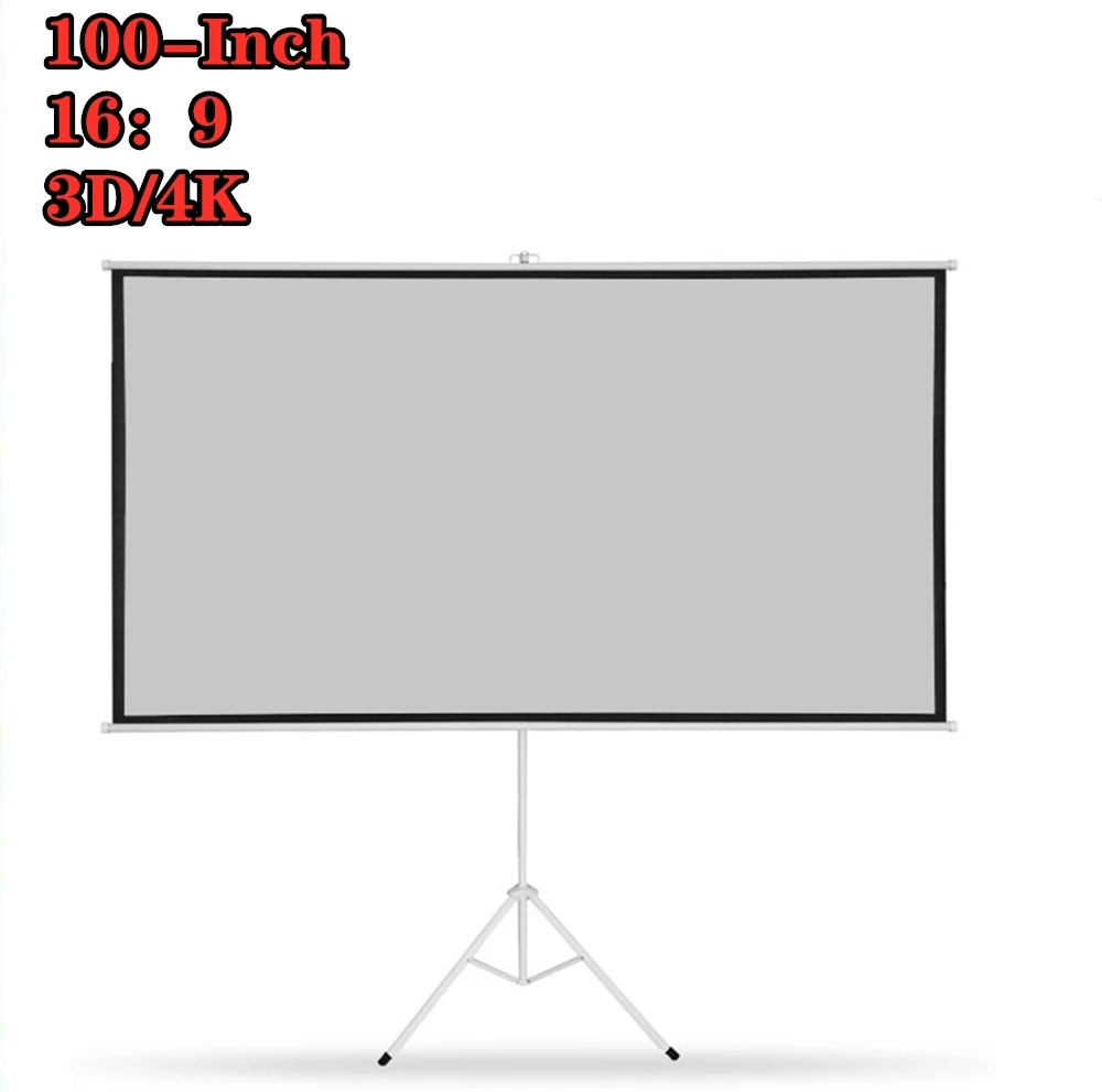 Cortina para proyector, trípode FULL HD, pantalla para proyector, 100 pulgadas, 3D, 4K, tela gris mate, soporte de fibra de vidrio, trípode para exteriores|Pantallas para proyectores| -
