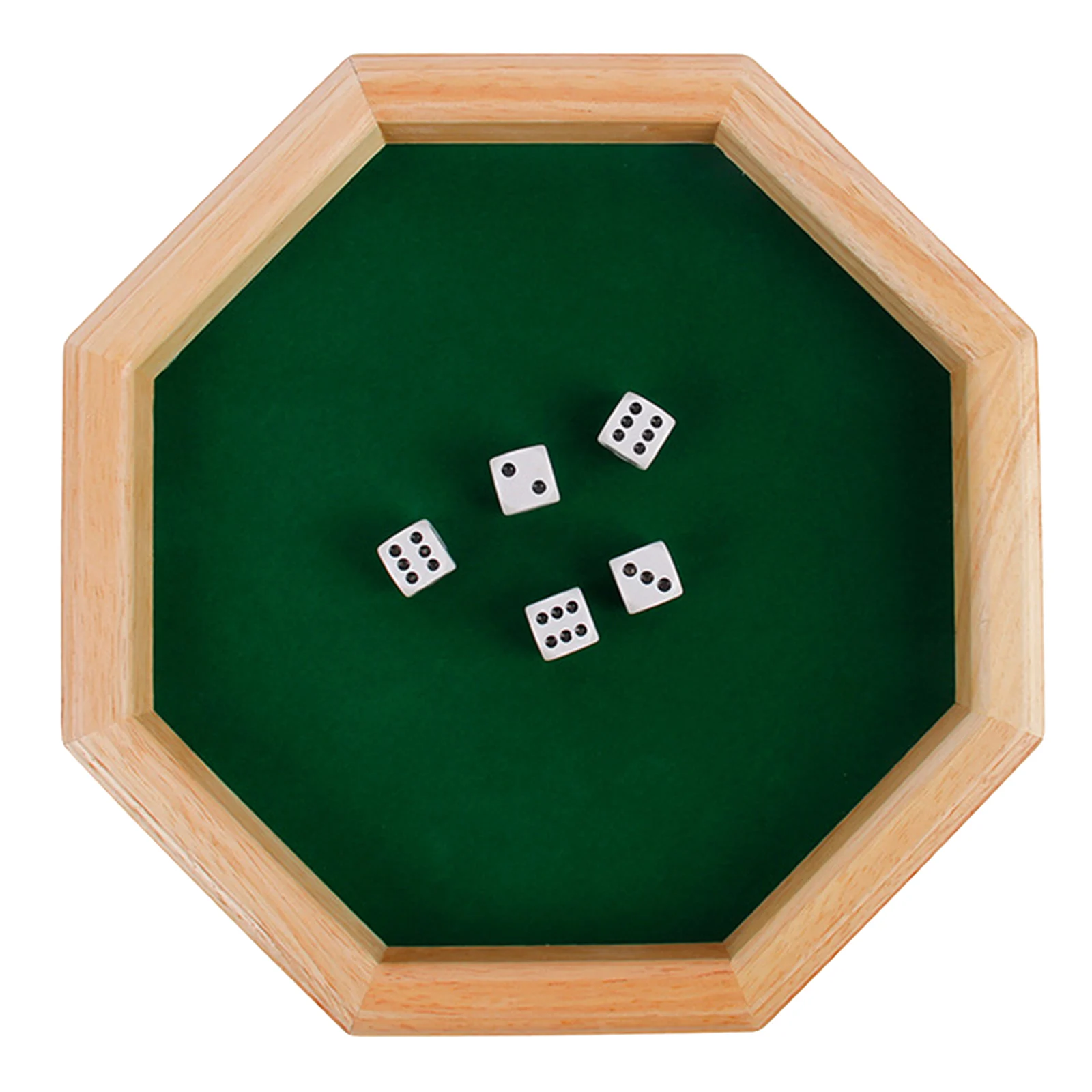 Octagonal Dice Tray Wooden/PU Dice Storage Box Board Game RPG Box Key Wallet Coin Tray Desktop Storage